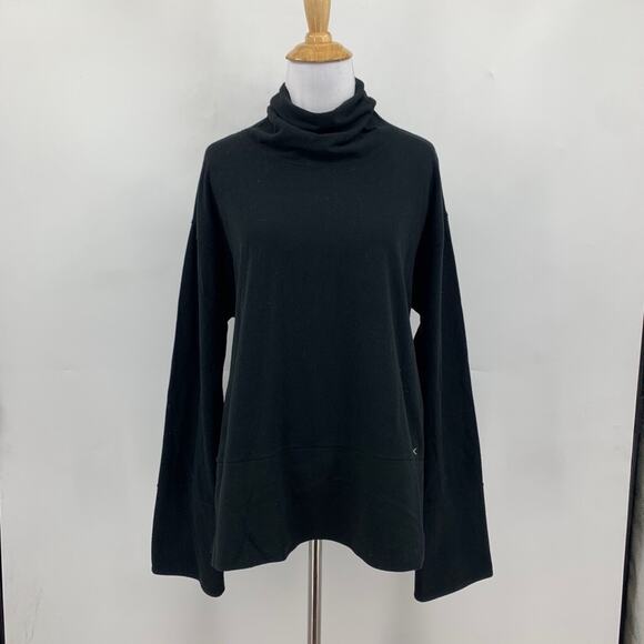 RLX Ralph Lauren Sweater Womens L Large Black Turtleneck Drop Shoulder Split Hem - Picture 2 of 15